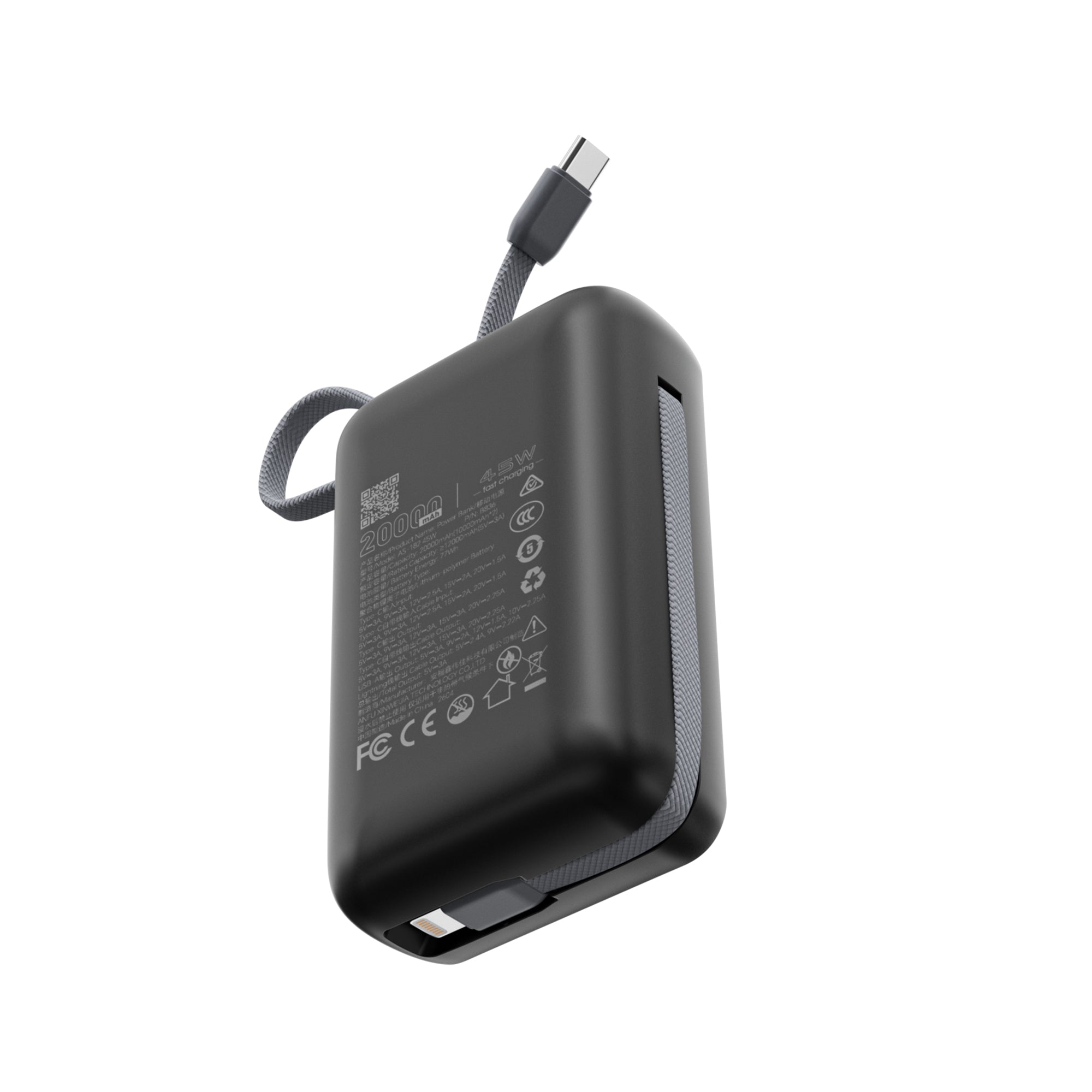 Choetech PowerLeap 20000mAh 45W Power Bank with USB-C and Lightning Cables