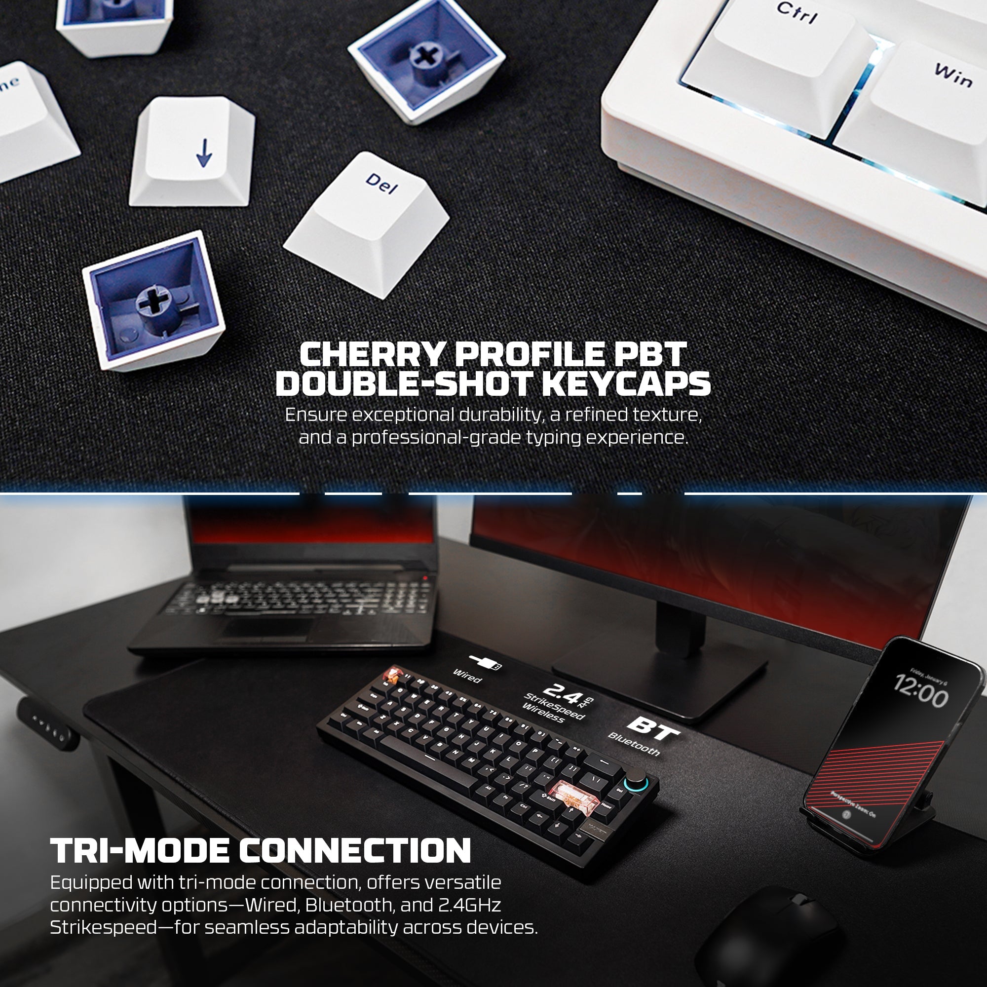 Fantech MAXFIT6 60% Hot-Swap QMK/VIA Wireless Mechanical Keyboard with Knob