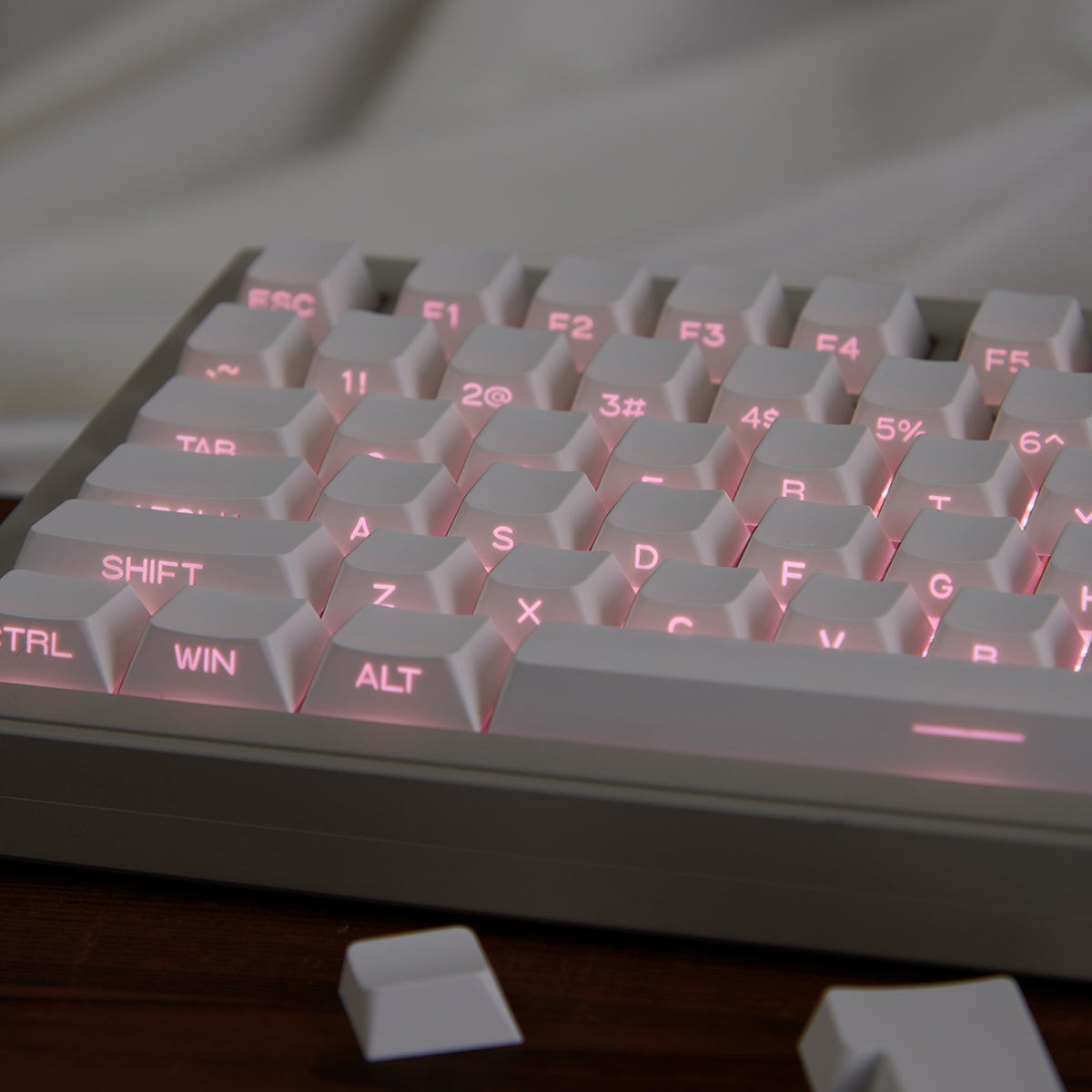 White Side-Translucent PBT Double-Shot Cherry OEM Profile Keycaps