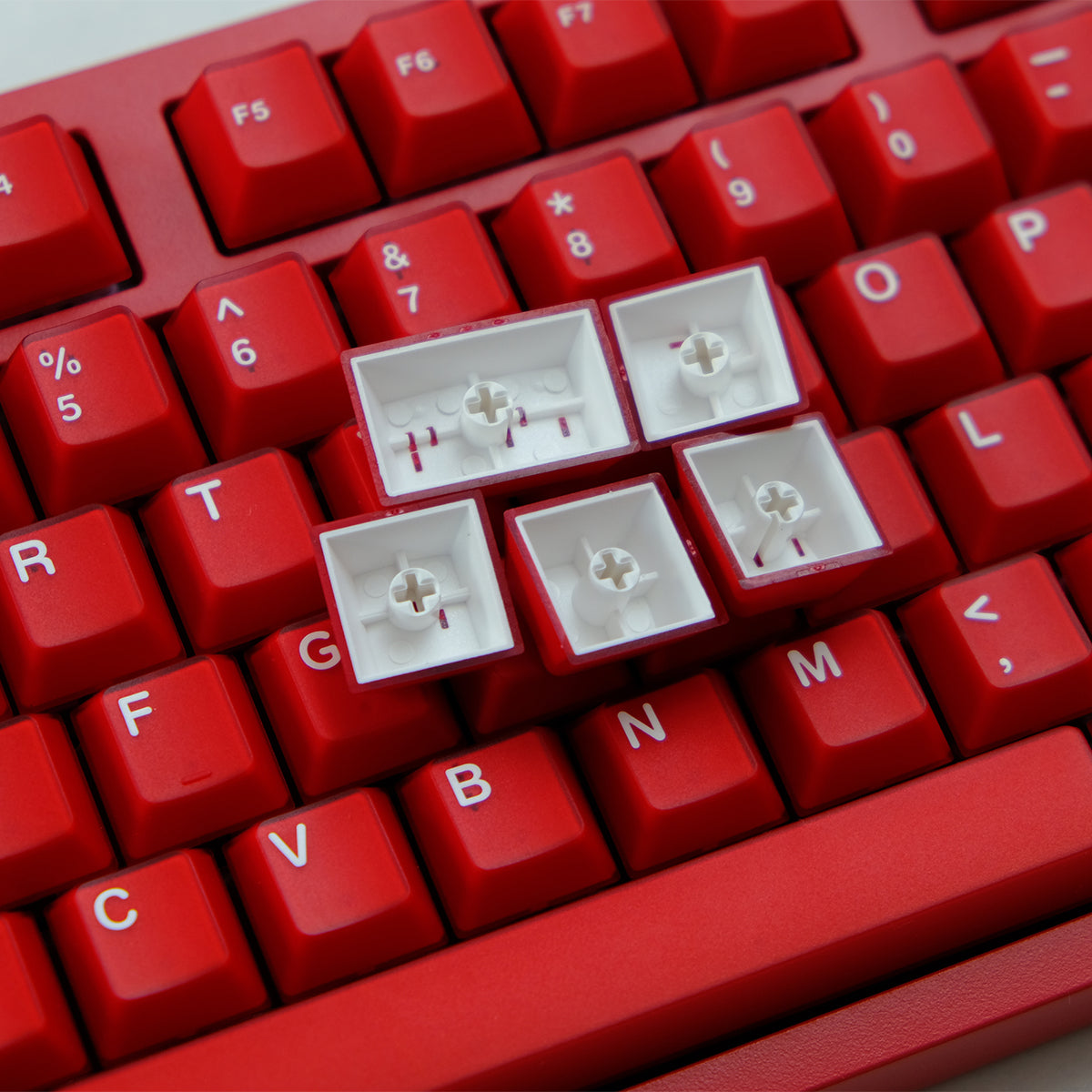 Red Ruby Semi-Translucent ABS Double-Shot OEM Profile Keycaps