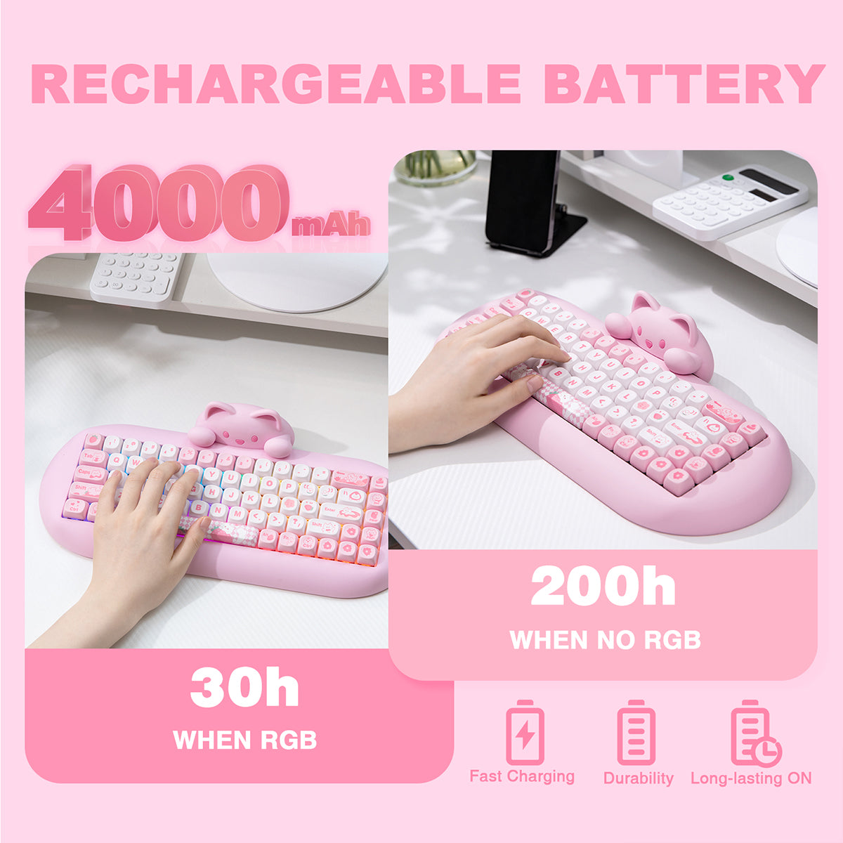 YUNZII C68 Meow Bluetooth Wireless Mechanical Cat Keyboard Milk Switch
