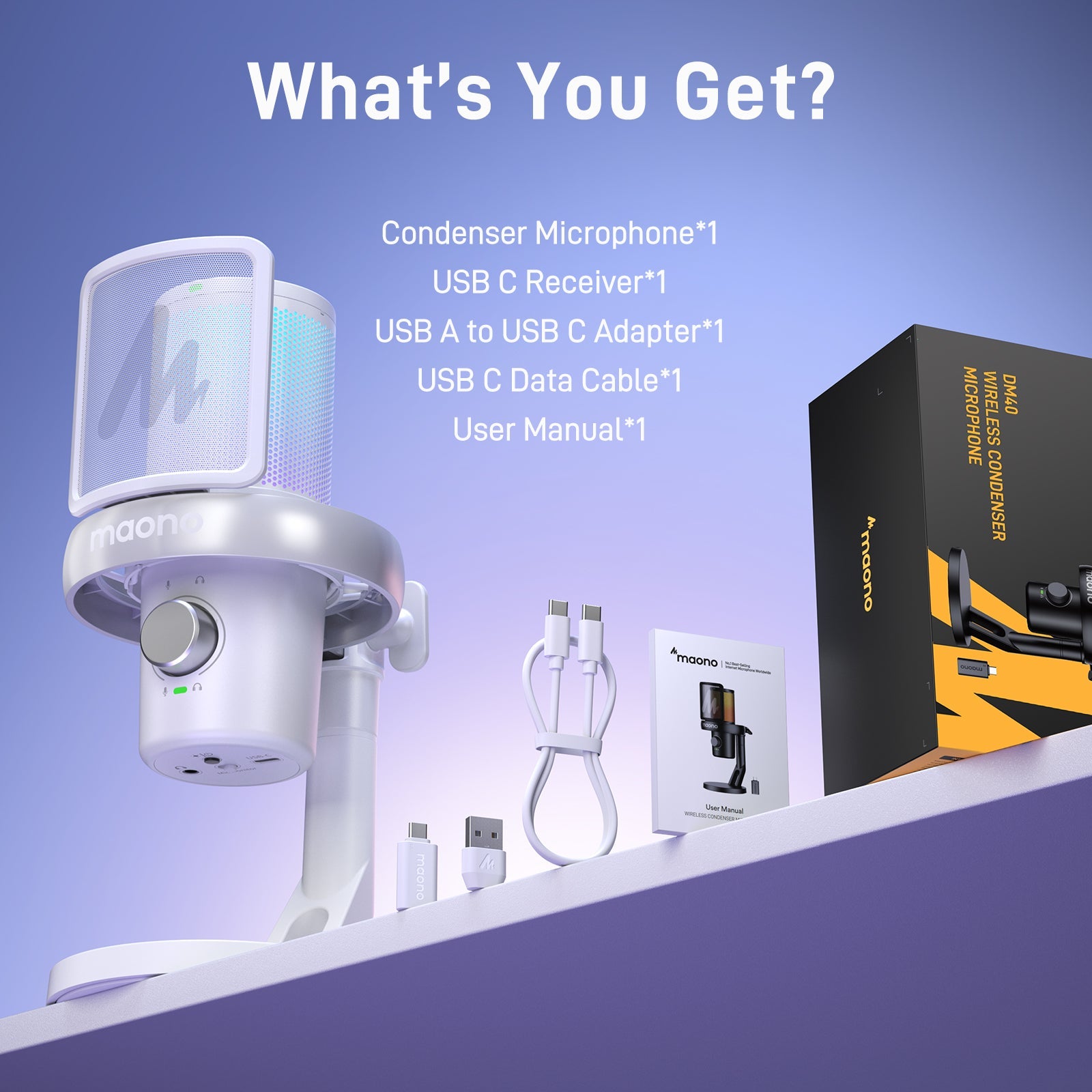 MAONO DM40 Pro USB/Wireless Gaming Desktop Microphone