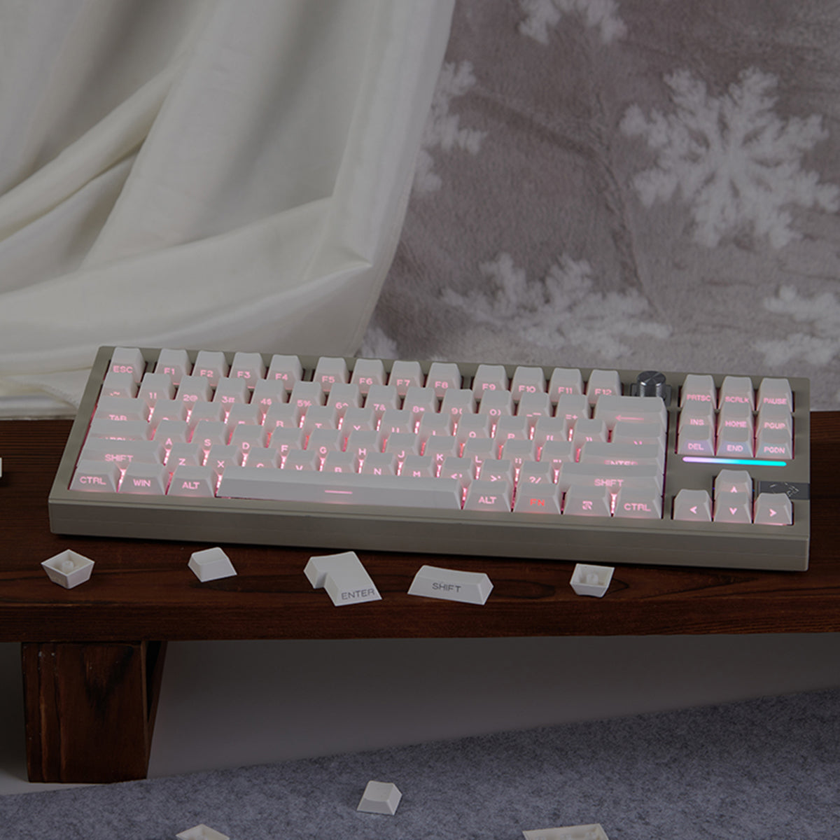 White Side-Translucent PBT Double-Shot Cherry OEM Profile Keycaps