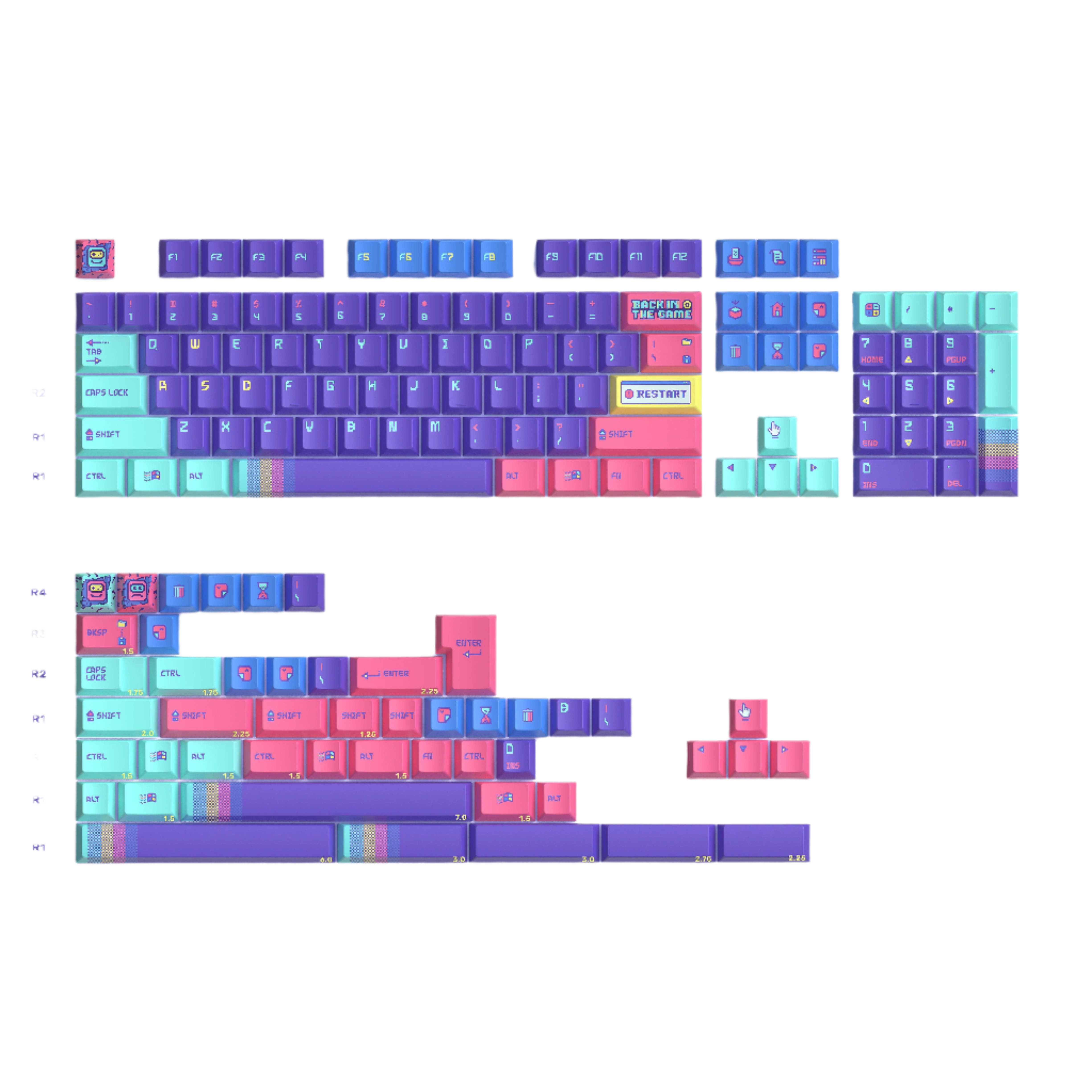 Keytok Cherry Back in Game - Purple Dye-Sub PBT Keycaps 152pcs / Set