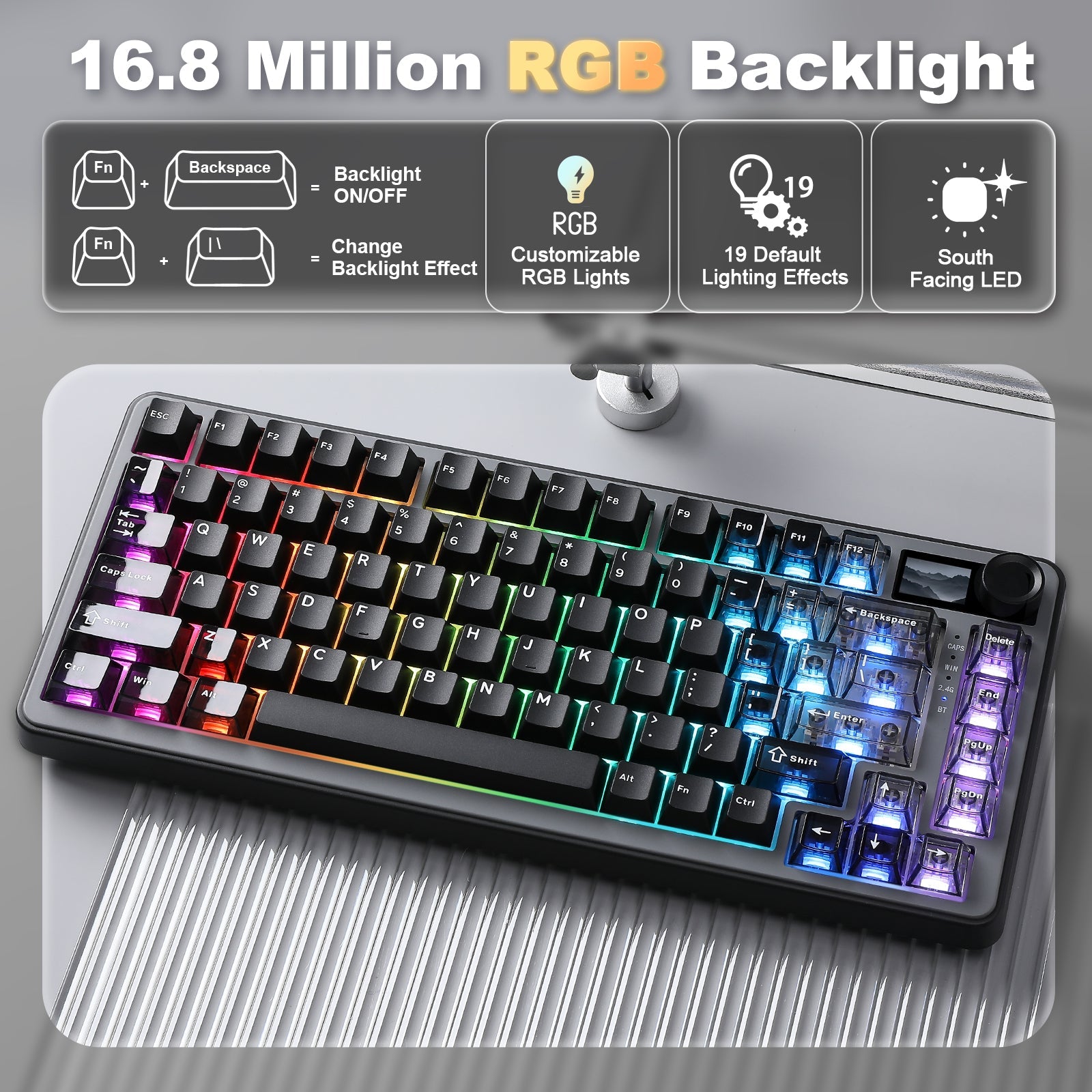YUNZII B75 PRO MAX QMK/VIA Knob TFT Screen Wireless Mechanical Keyboard