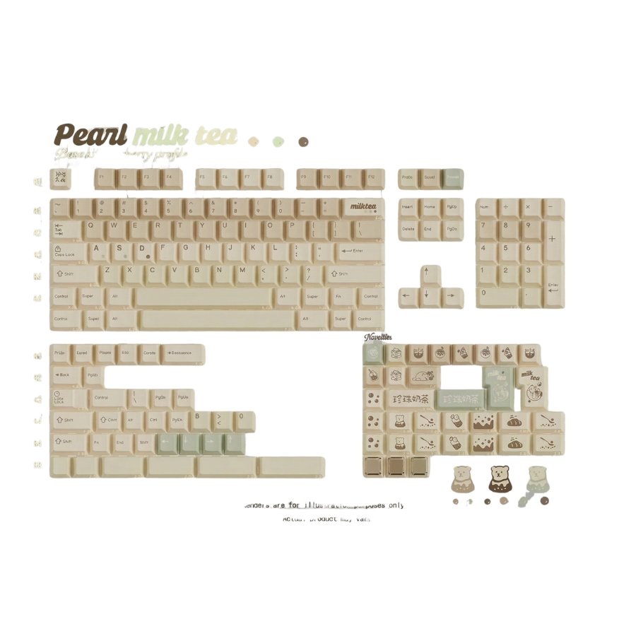 Qwertykeys Cherry profile Pearl Milk Tea Dye-sub PBT keycaps