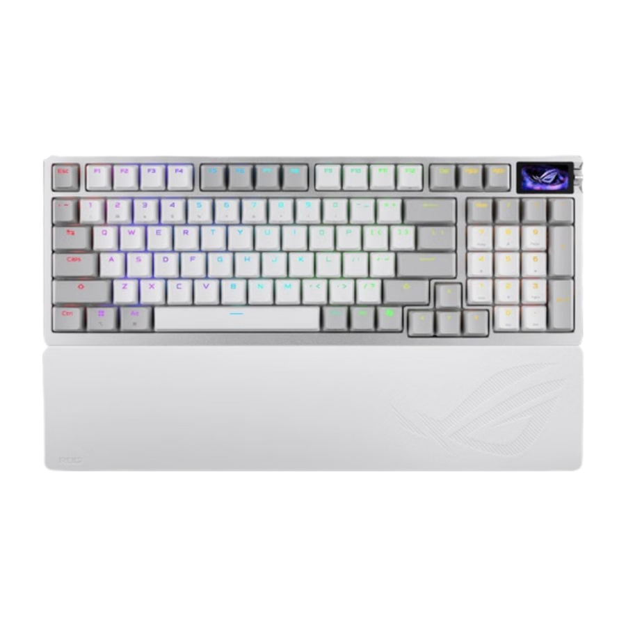 Asus ROG Azoth 96 HE Lite Gaming Mechanical Keyboard ROG HFX V2 Magnetic Hot-Sappable Switch Tri-mode OLED Display 8K Polling Rate - White