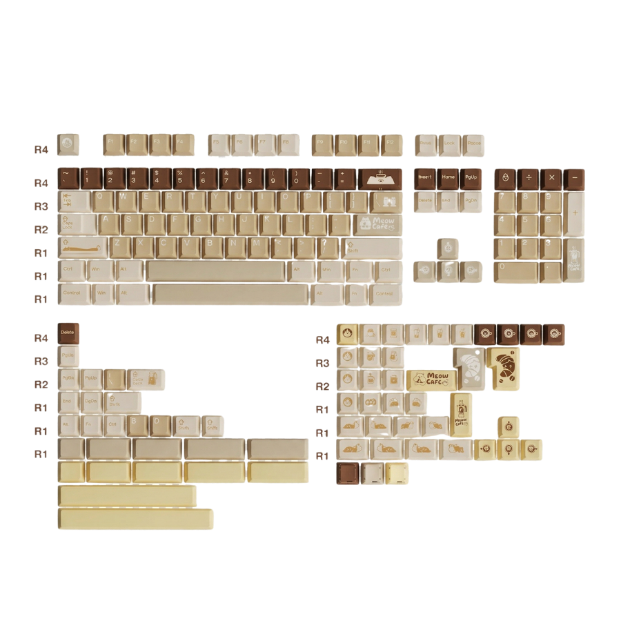 Keybyelab Cherry profile Meow cafe Dye-sub PBT keycaps with Transparent Keycaps