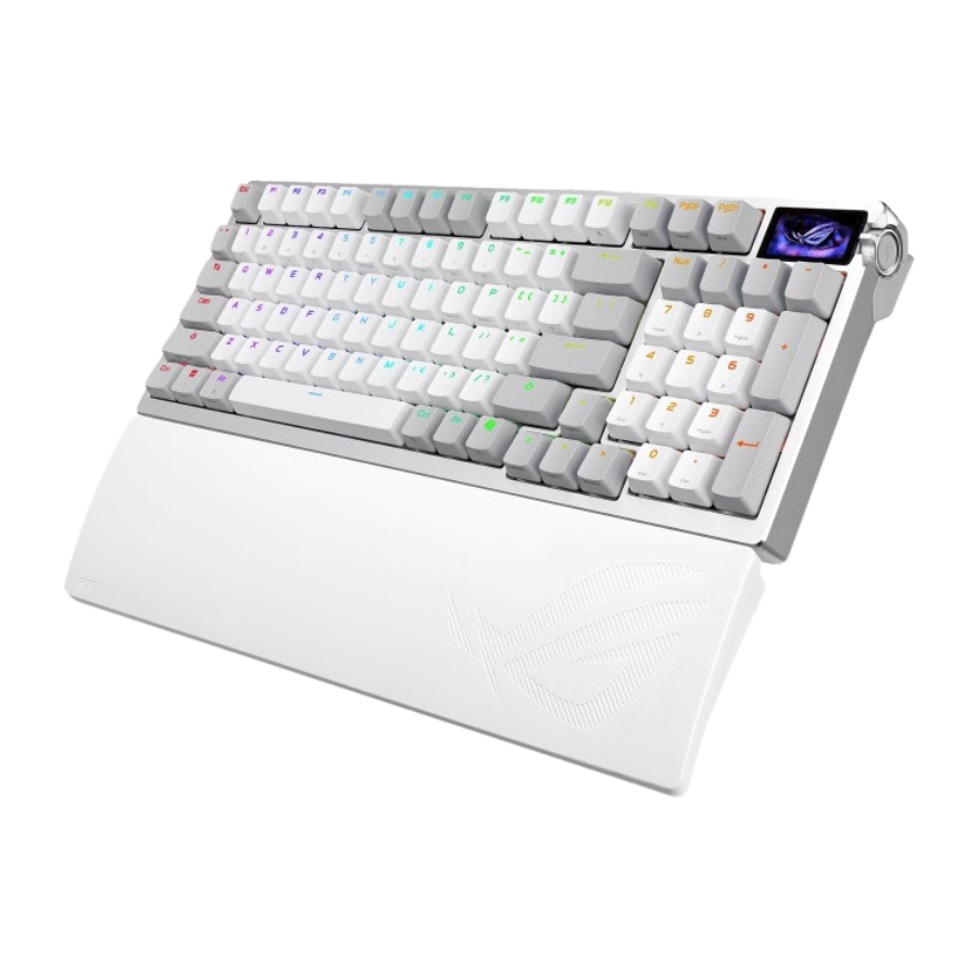Asus ROG Azoth 96 HE Lite Gaming Mechanical Keyboard ROG HFX V2 Magnetic Hot-Sappable Switch Tri-mode OLED Display 8K Polling Rate - White