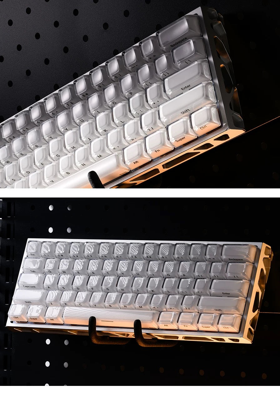 White Crystal Jelly OEM Profile Double-Shot PC Keycaps