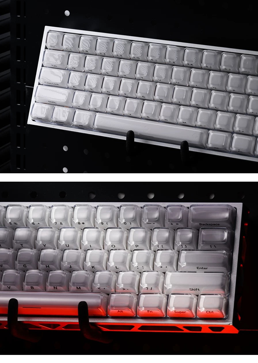White Crystal Jelly OEM Profile Double-Shot PC Keycaps