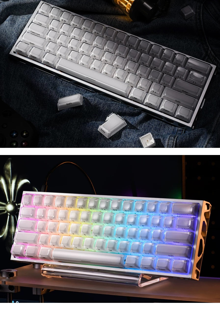 White Crystal Jelly OEM Profile Double-Shot PC Keycaps