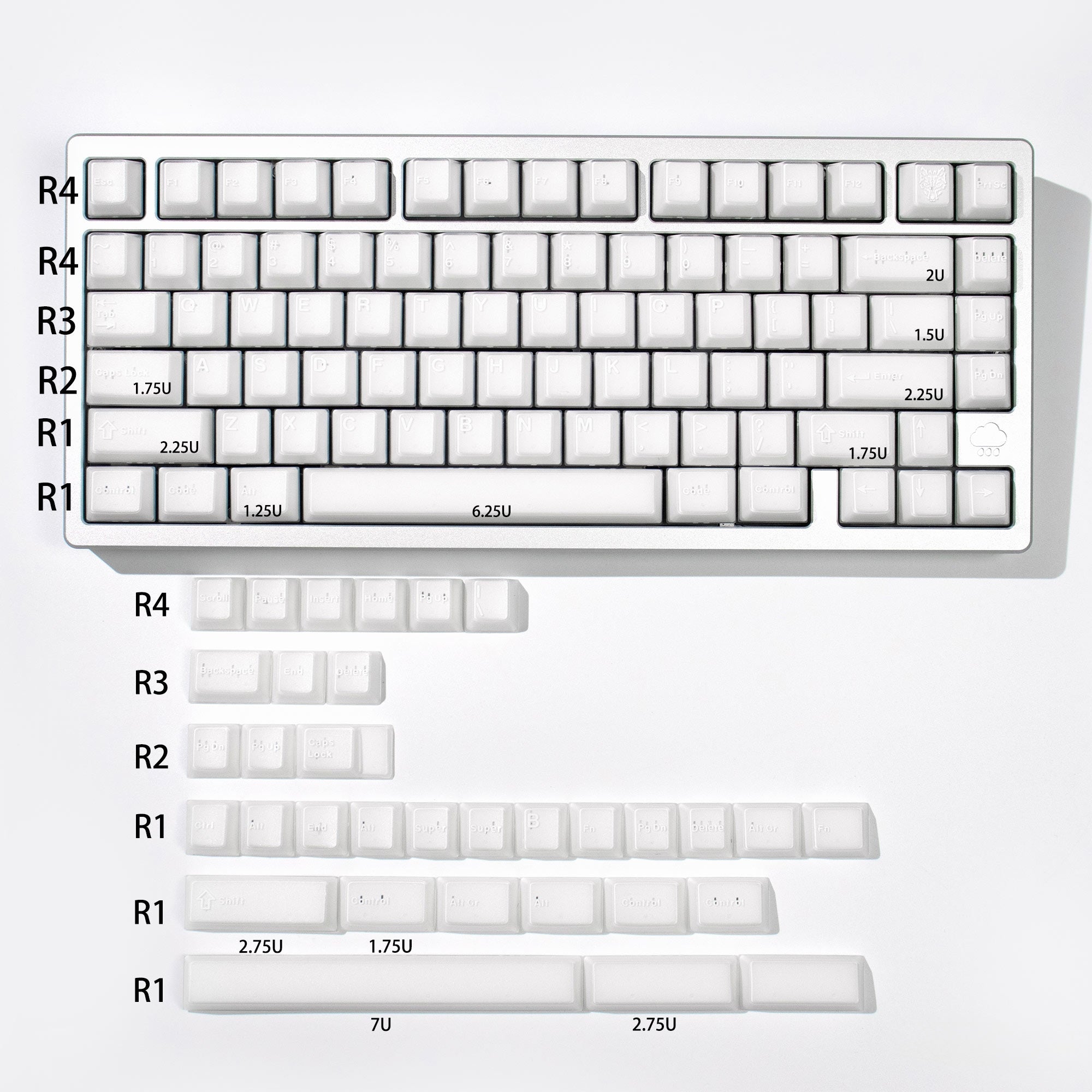 X-ray Semi-Translucent ABS Double-Shot OEM Profile Keycaps