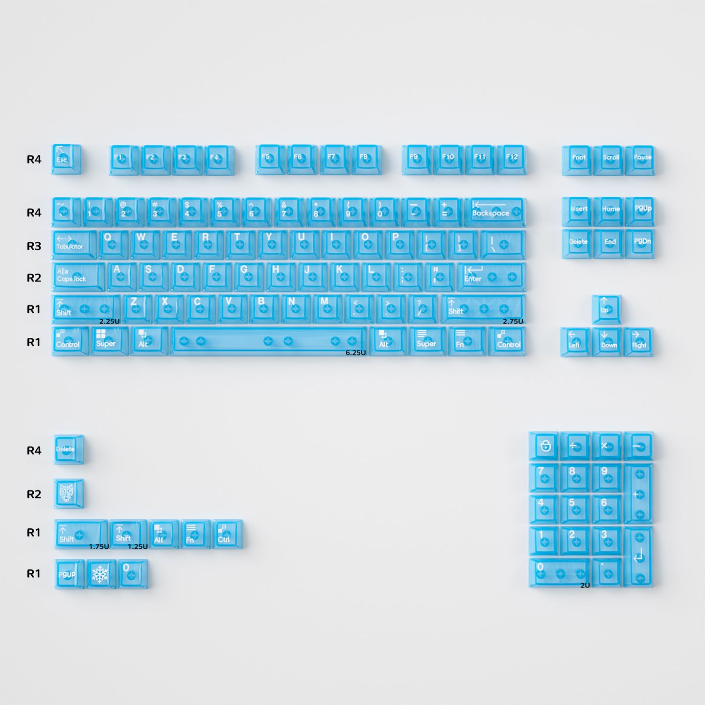 Transparent OEM Profile PC Keycaps