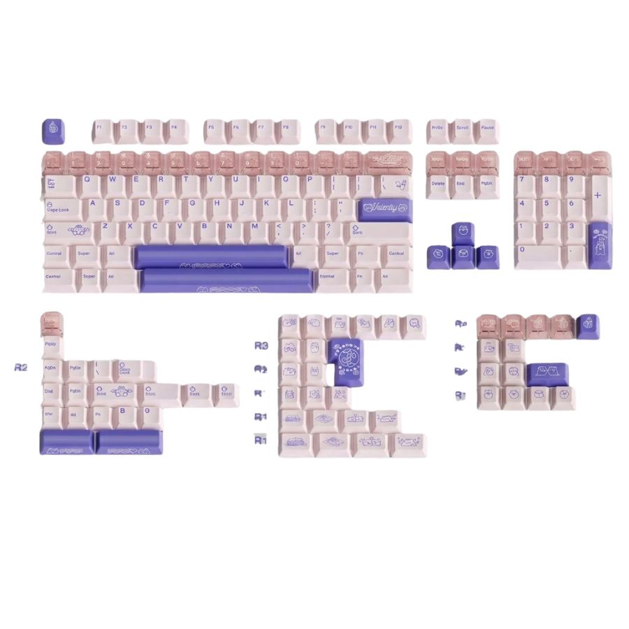 KeyByeLab Valentty Pink Cherry Profile PBT+PC Keycap Set with Transparent Keycap