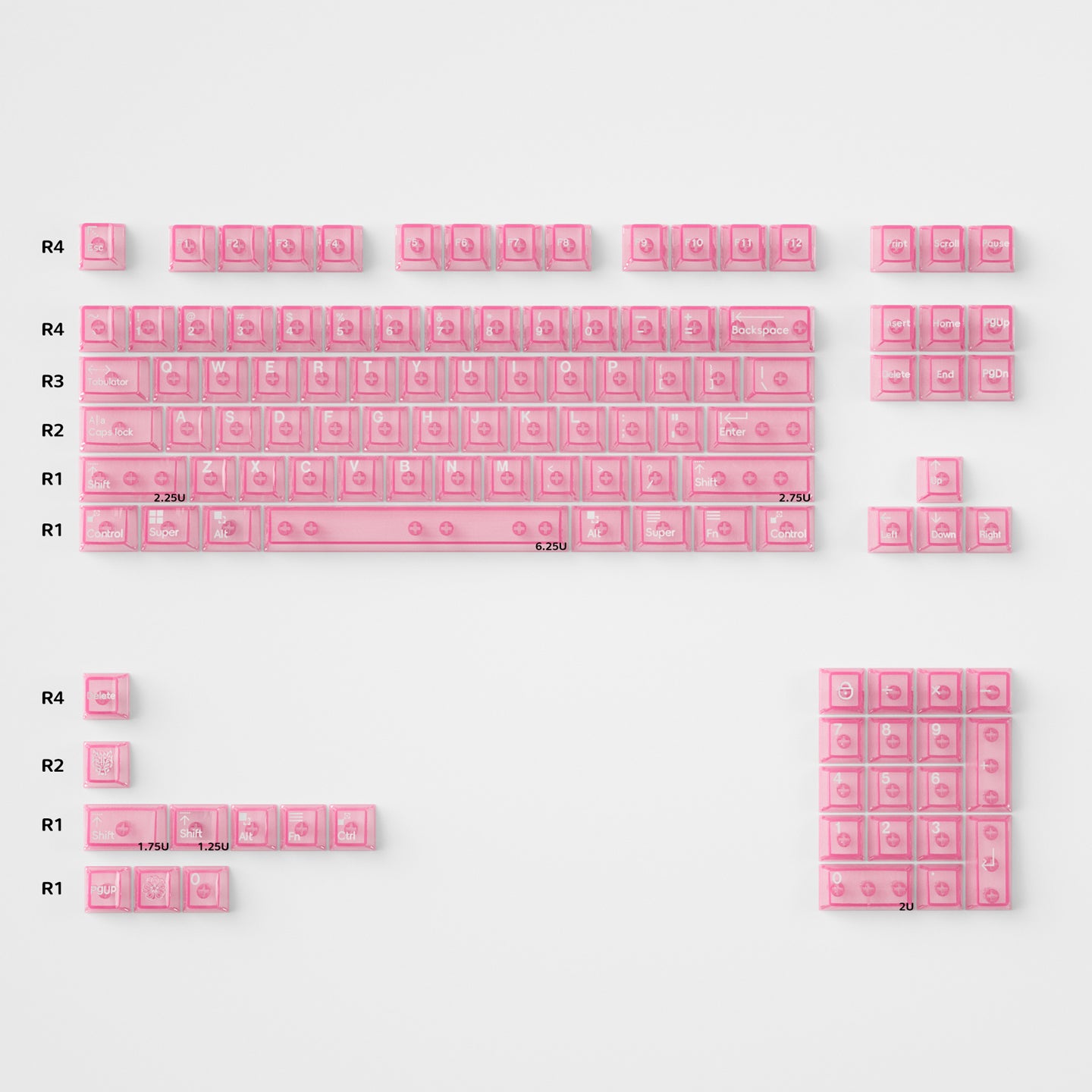 Transparent OEM Profile PC Keycaps