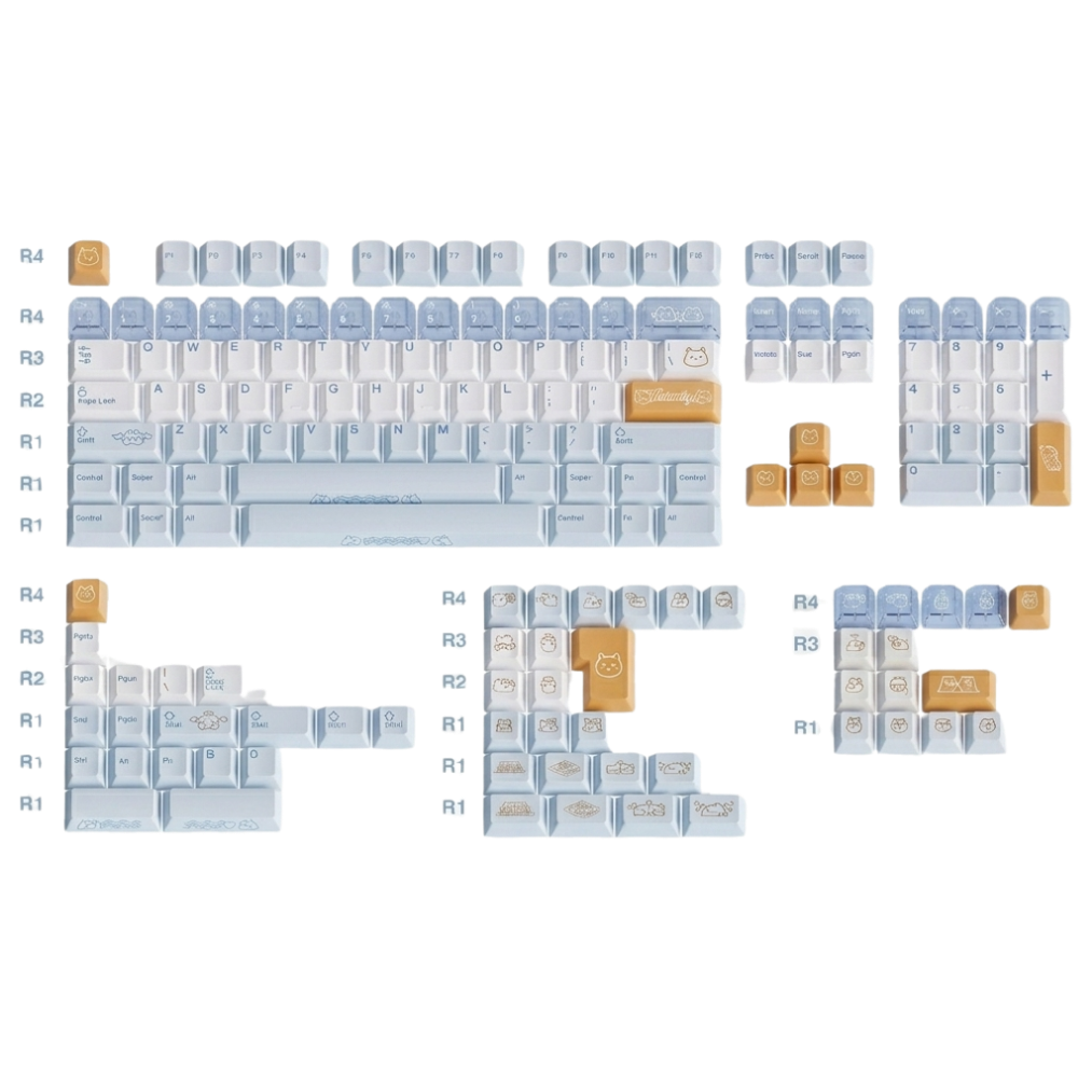 KeyByeLab Valentty Blue Cherry Profile PBT+PC Keycap Set with Transparent Keycap