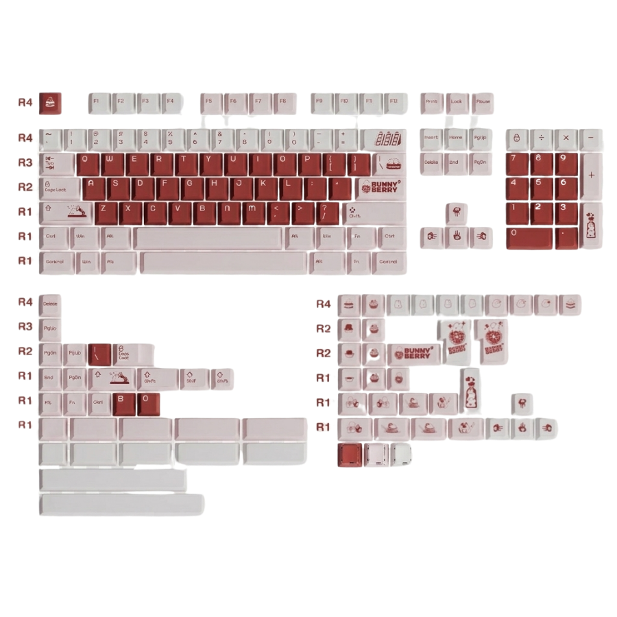 KeyByeLab Bunny Berry Cherry Profile PBT+PC Keycap Set with Transparent Keycap