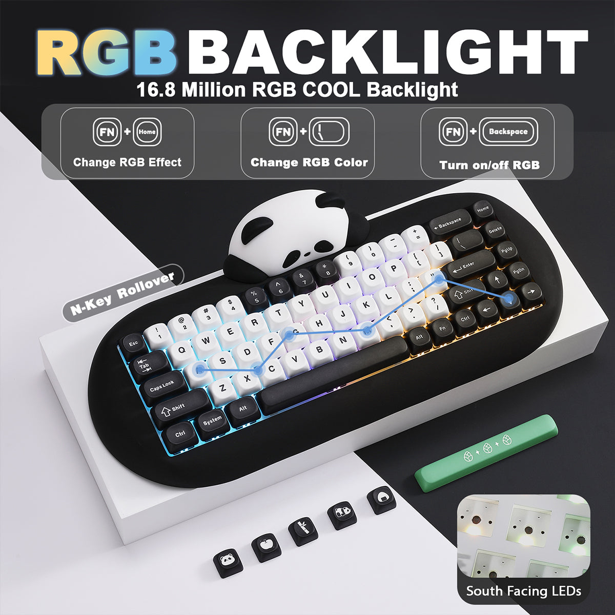YUNZII C68 Panda Hot-Swap Wireless Mechanical Keyboard Panda Switch