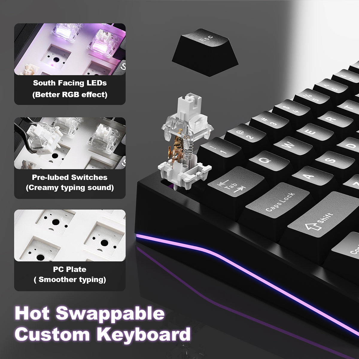 YUNZII AL65 QMK/VIA Hollow Gasket Wireless Mechanical Keyboard
