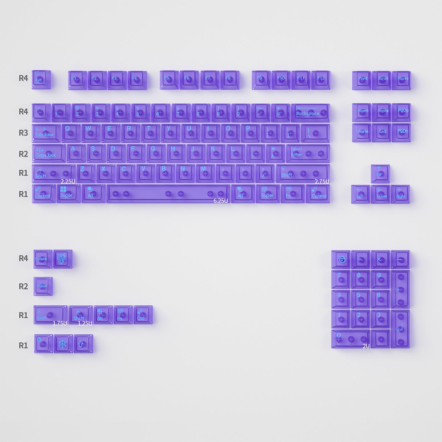 Transparent OEM Profile PC Keycaps
