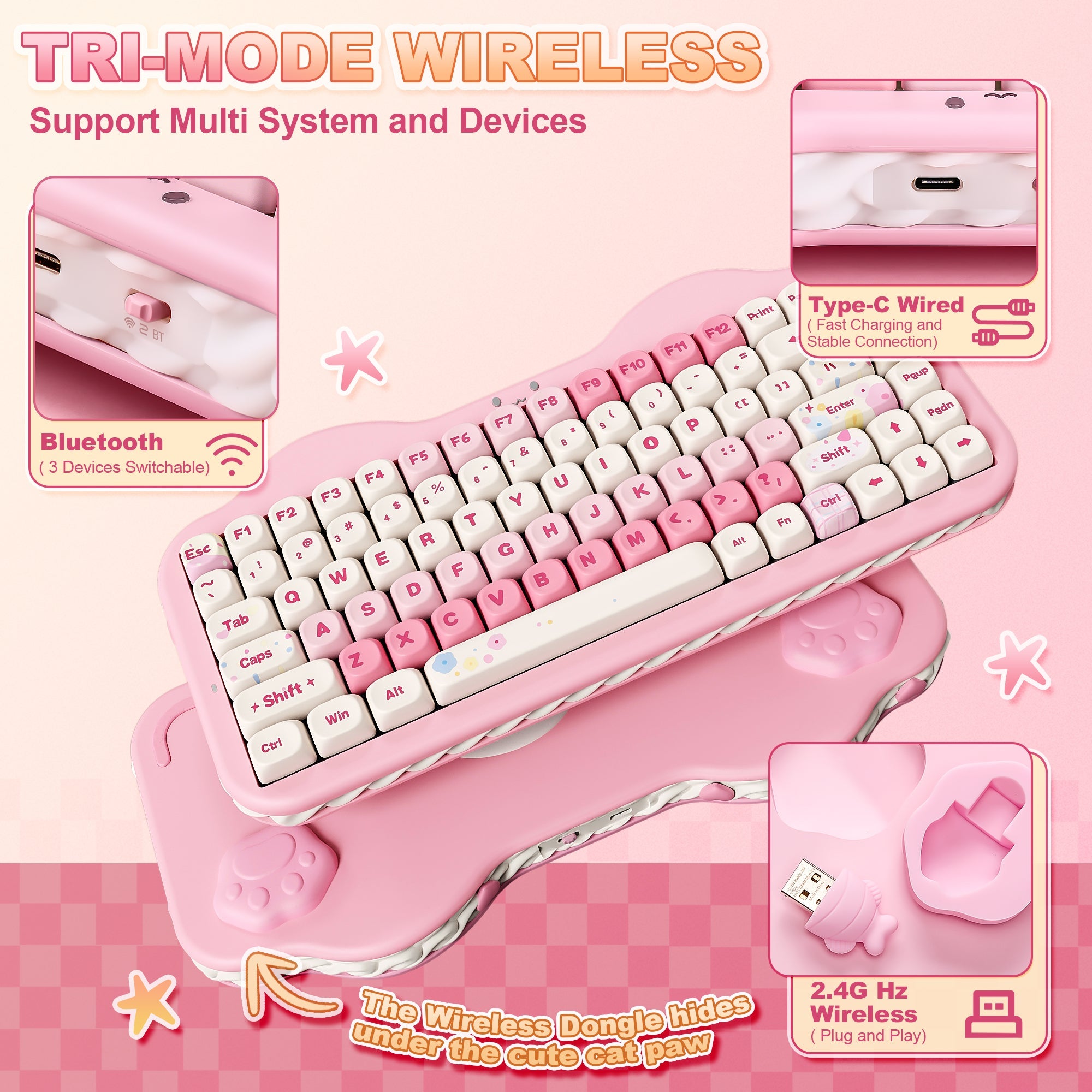 YUNZII C75 Cake Meow Hot-Swap Wireless Mechanical Keyboard