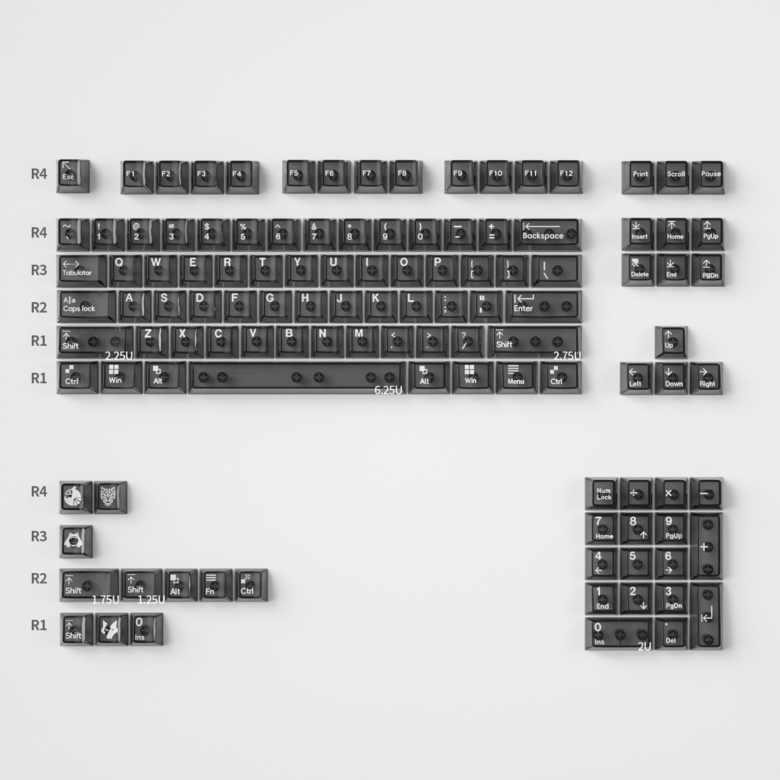 Transparent OEM Profile PC Keycaps