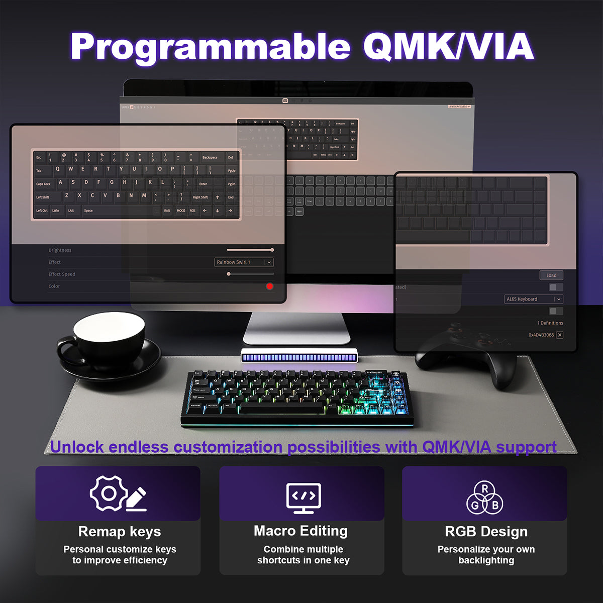 YUNZII AL65 QMK/VIA Hollow Gasket Wireless Mechanical Keyboard