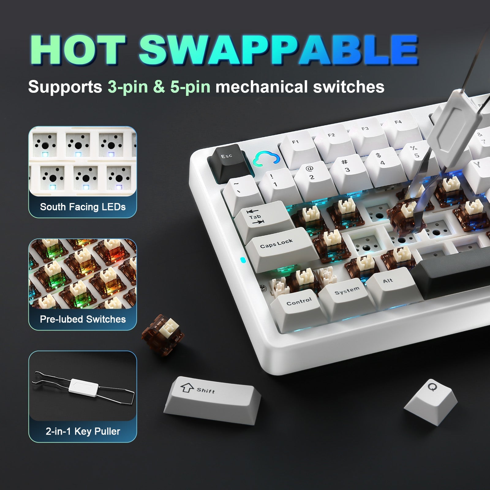 YUNZII AL98 QMK/VIA Hot-Swap Wireless Aluminum Mechanical Gaming Keyboard