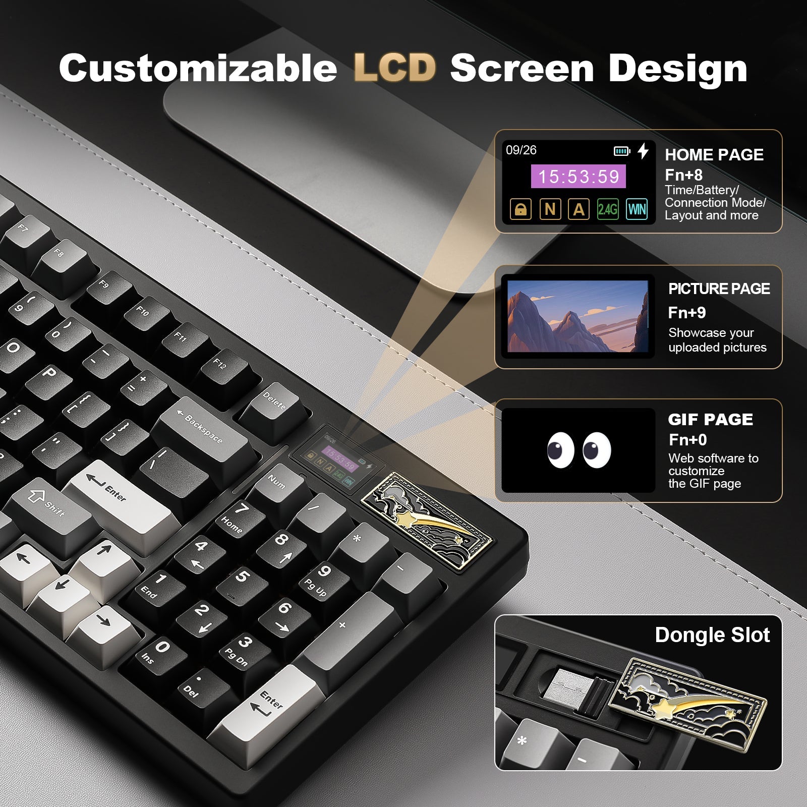 YUNZII IF99 QMK/VIA Full Size Wireless Mechanical Keyboard with LCD Screen