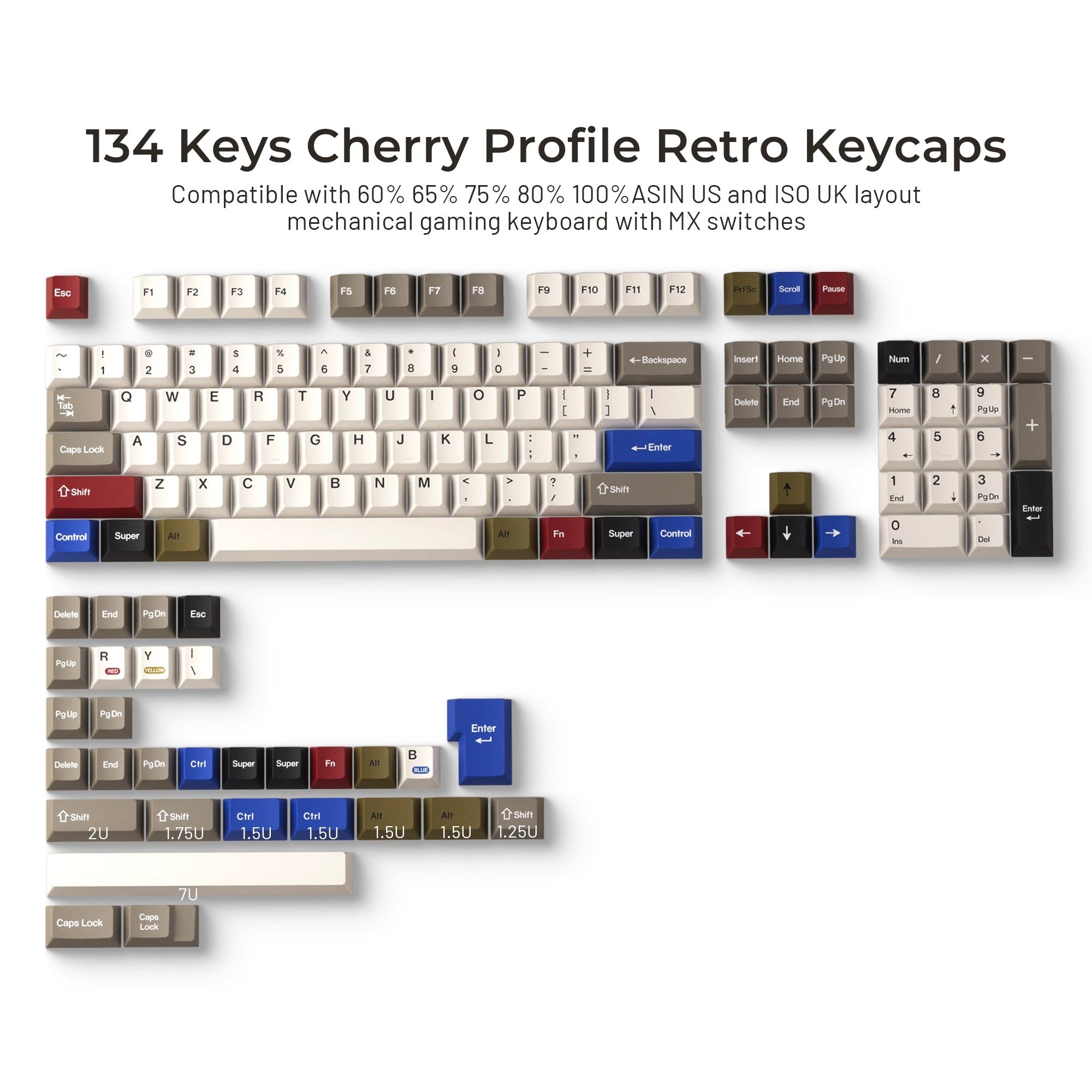 XVX RETRO 100 PALETTE Cherry Profile Dye-Sub PBT Keycaps Full Set