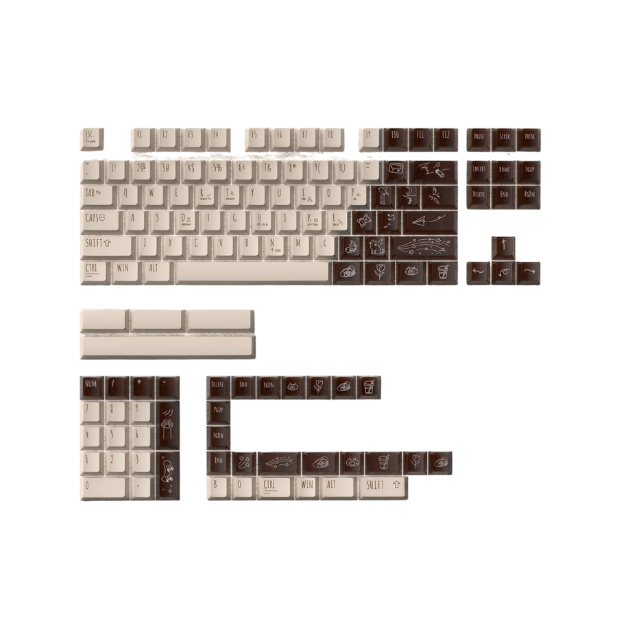 Keytok GOOD NIGHT COCOA Cherry Profile Dye-Sub PBT+PC Keycaps 131 pcs