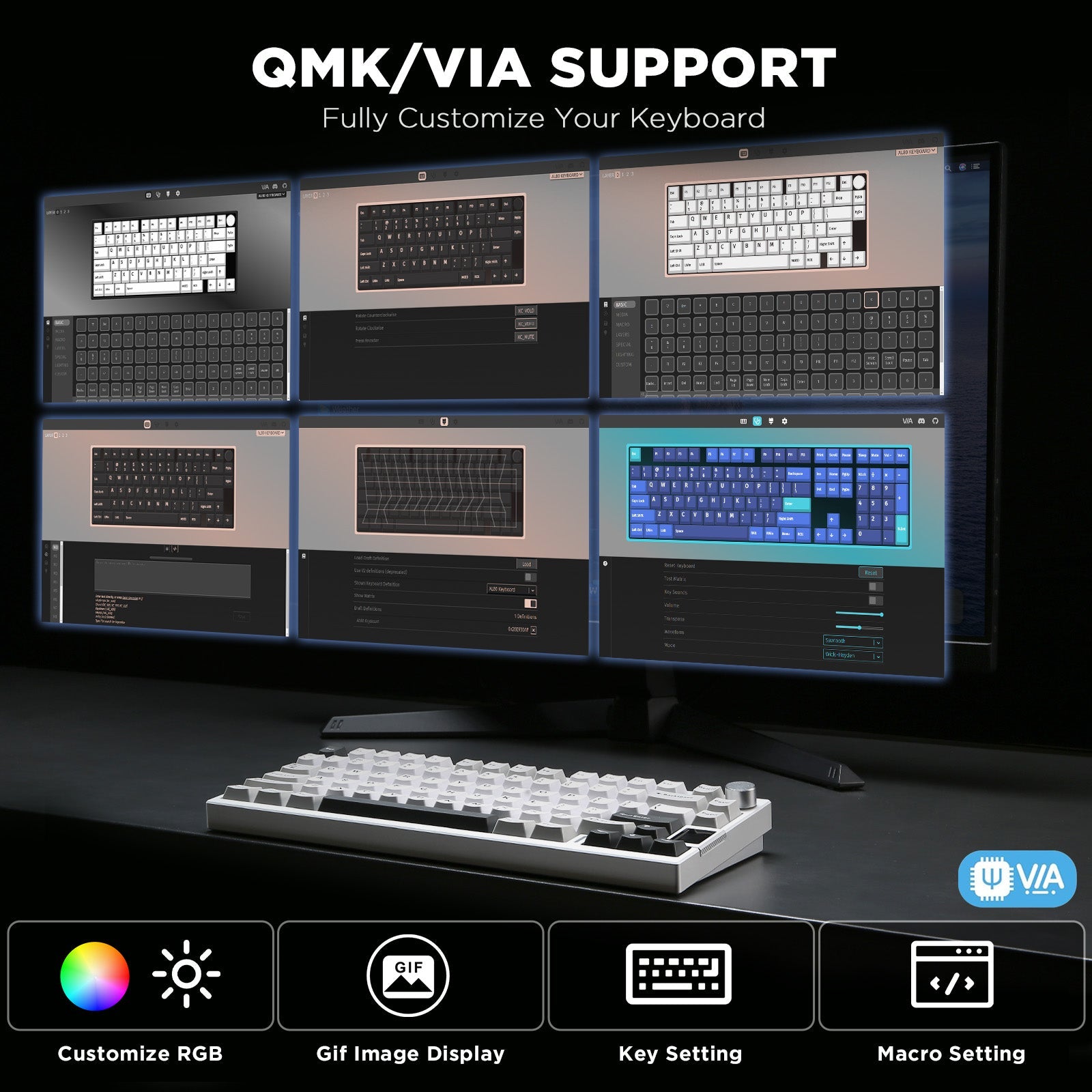 YUNZII AL80 QMK Aluminum Wireless Mechanical Keyboard with LCD Screen