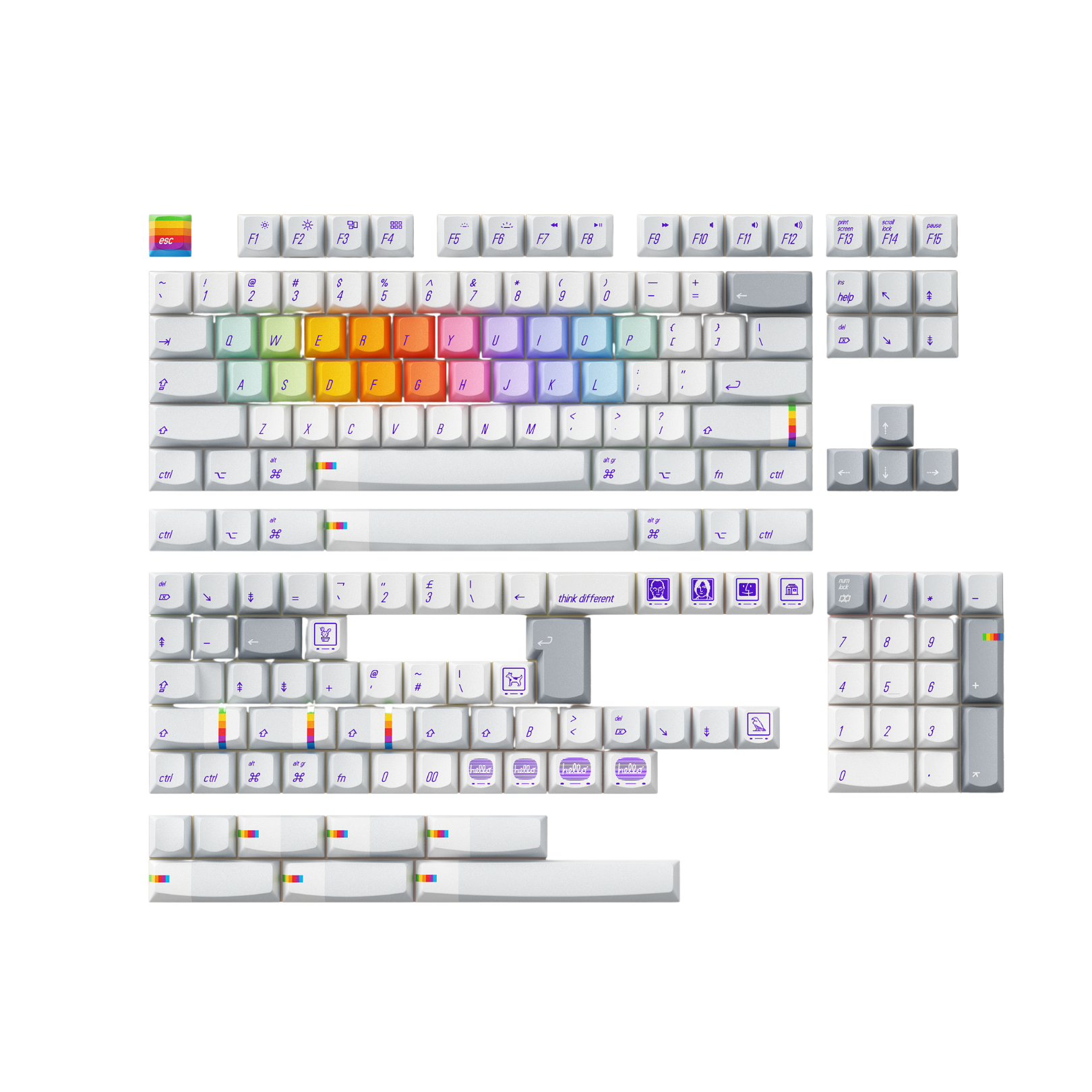 Keytok RAINBOW Smile Profile Dye-Sub PBT Keyaps 168pcs/set