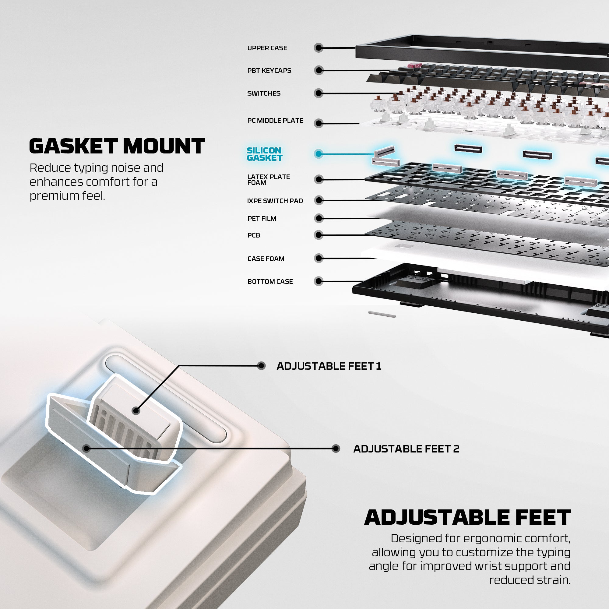 Fantech MAXFIT6 60% Hot-Swap QMK/VIA Wireless Mechanical Keyboard with Knob