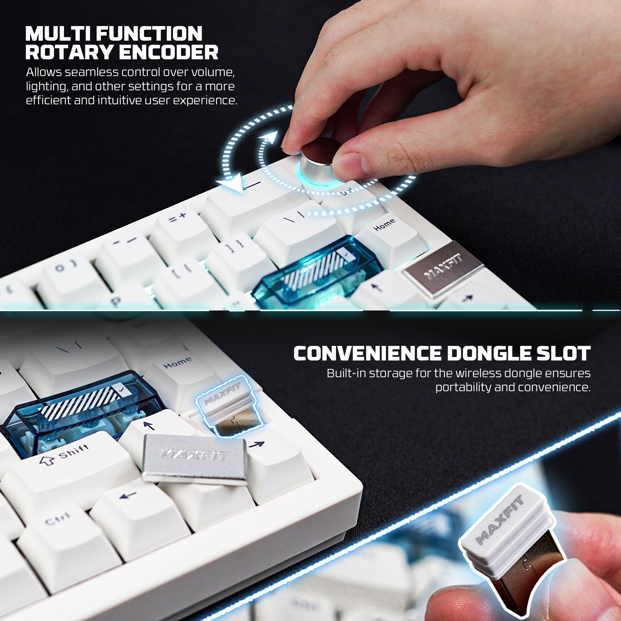 Fantech MAXFIT6 60% Hot-Swap QMK/VIA Wireless Mechanical Keyboard with Knob