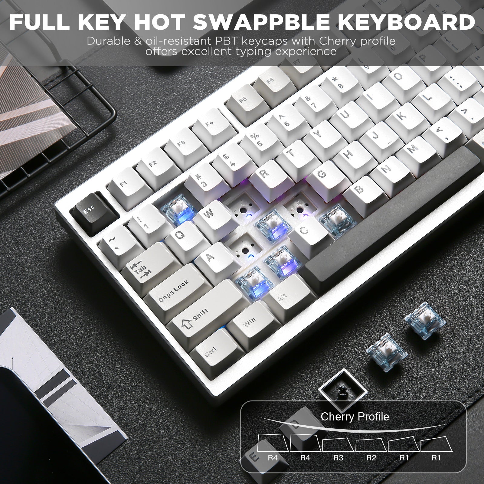 YUNZII AL80 QMK Aluminum Wireless Mechanical Keyboard with LCD Screen
