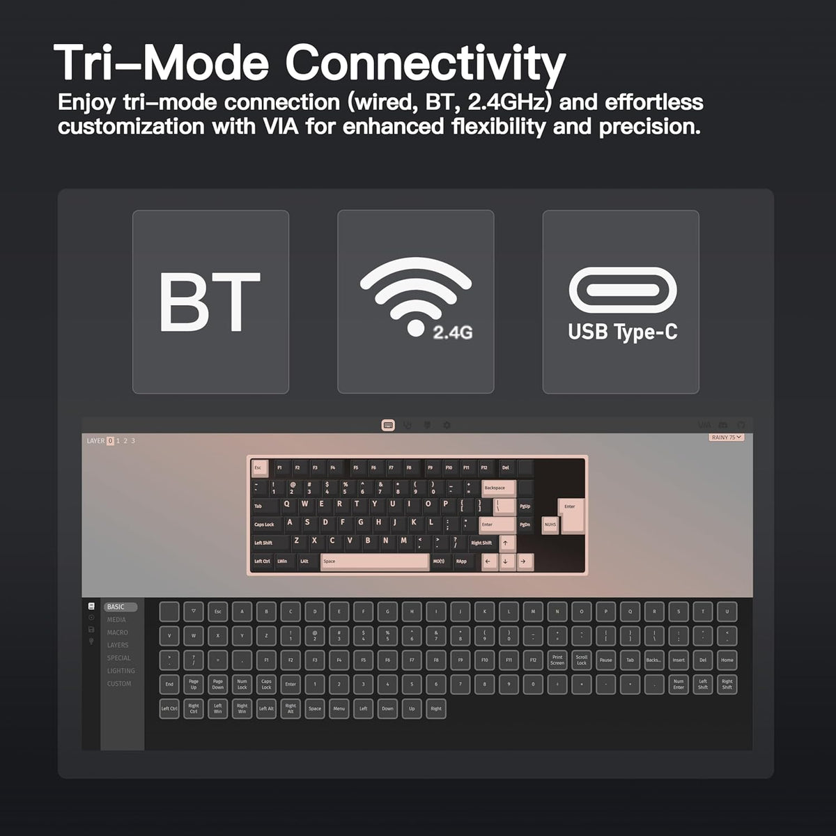 WOBKEY Rainy 75 Aluminum RGB Wireless Mechanical Keyboard