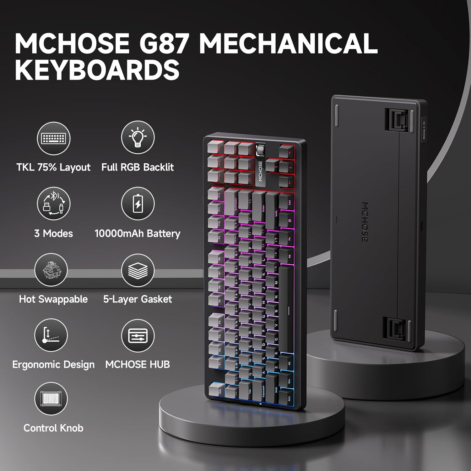 MCHOSE G87 Wireless Gasket Mount Custom Mechanical Keyboard
