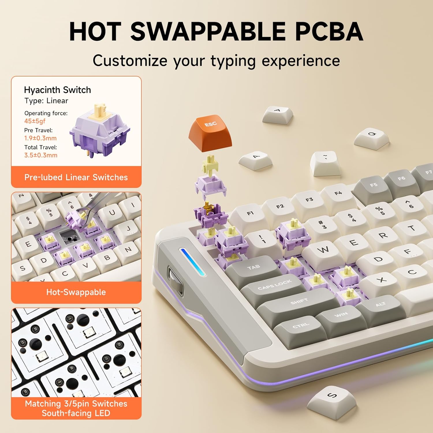 MCHOSE X75 V2 Gasket Mount 75% Layout Hot-Swap Wireless Mechanical Keyboard