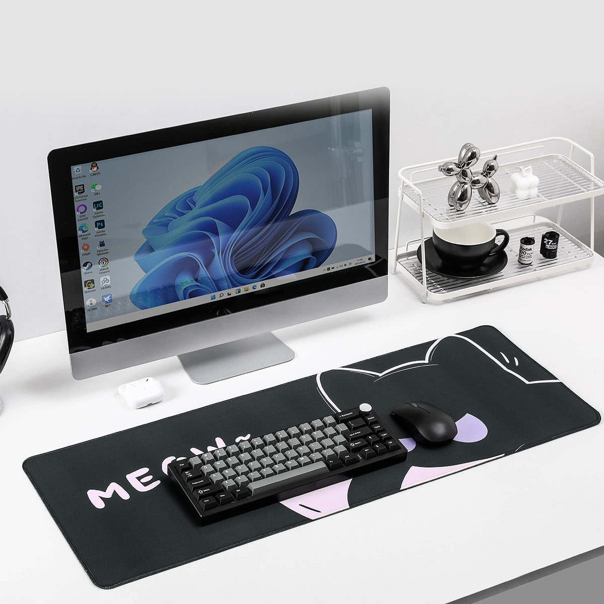 YUZNII Oversized Cartoon Kitten Desk Mat 800x300x3mm Mousepad