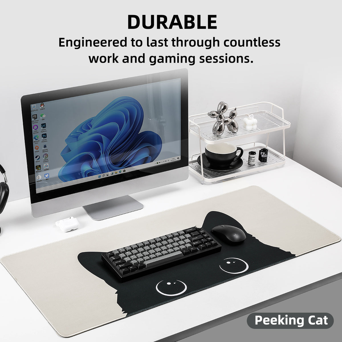 YUNZII Full Size Desk Mat 900x400x3mm Cat Mousepad