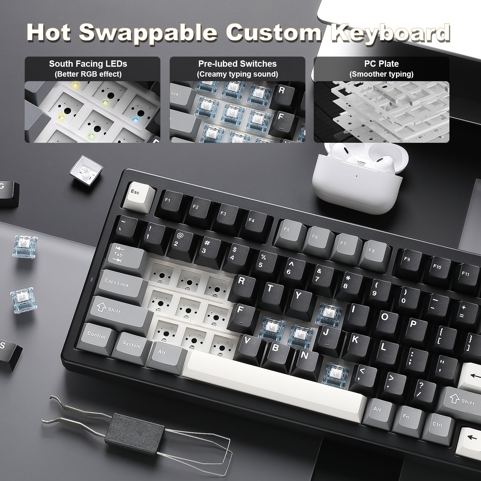 YUNZII IF99 QMK/VIA Full Size Wireless Mechanical Keyboard with LCD Screen