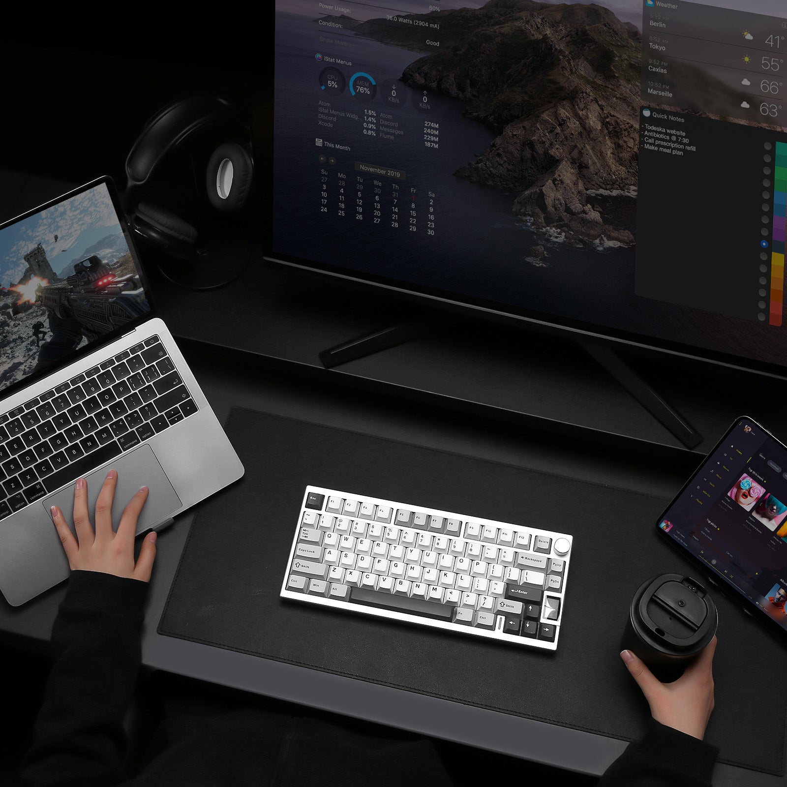 YUNZII AL80 QMK Aluminum Wireless Mechanical Keyboard with LCD Screen