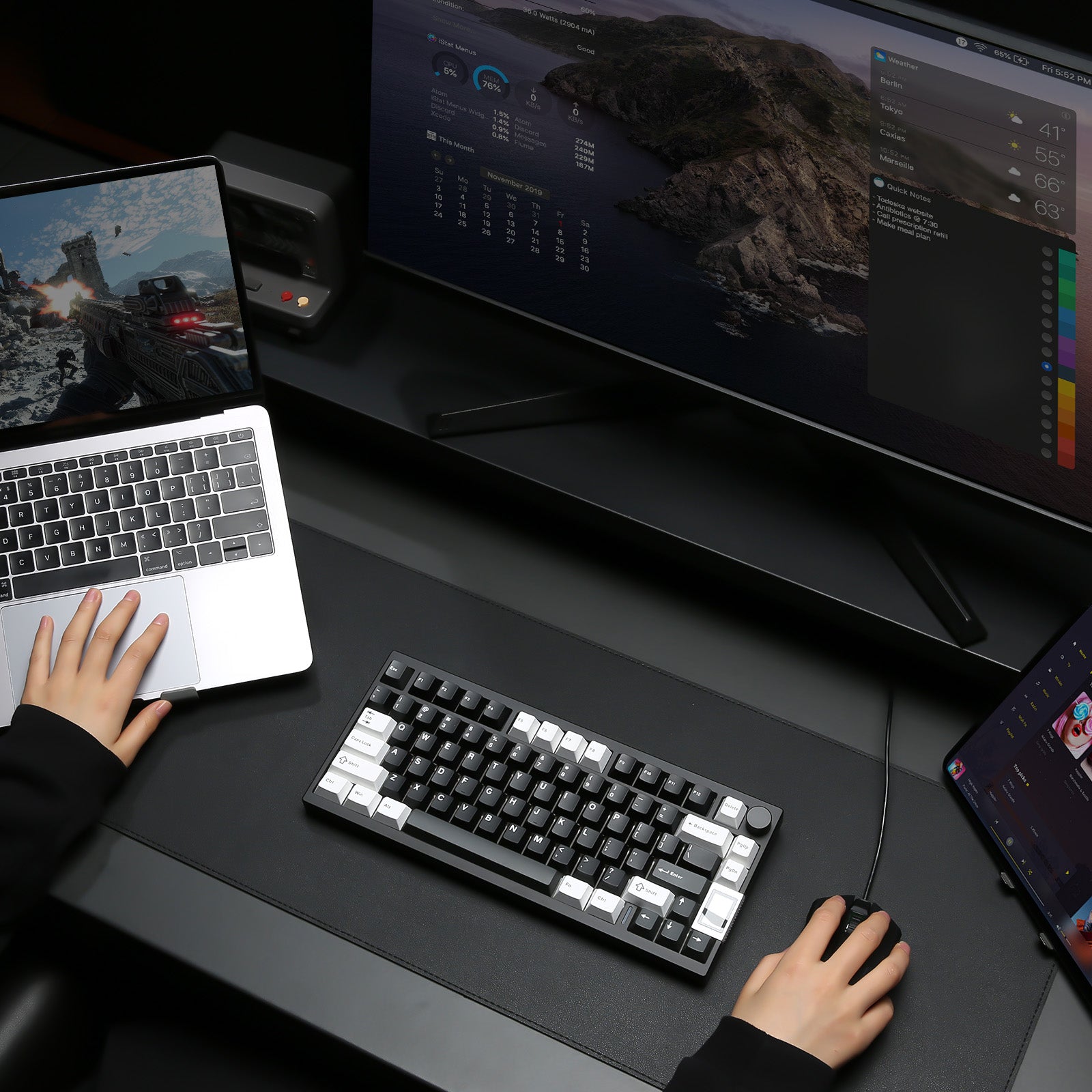 YUNZII AL80 QMK Aluminum Wireless Mechanical Keyboard with LCD Screen