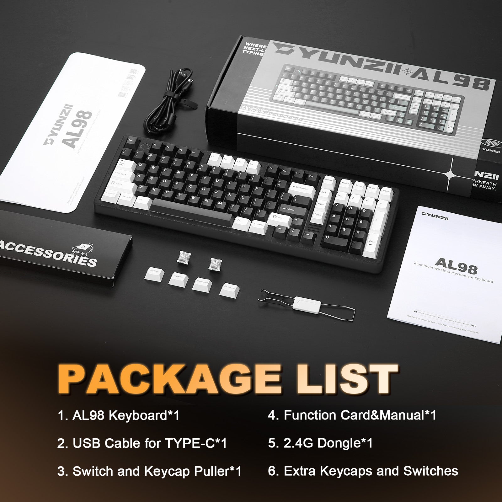 YUNZII AL98 QMK/VIA Hot-Swap Wireless Aluminum Mechanical Gaming Keyboard