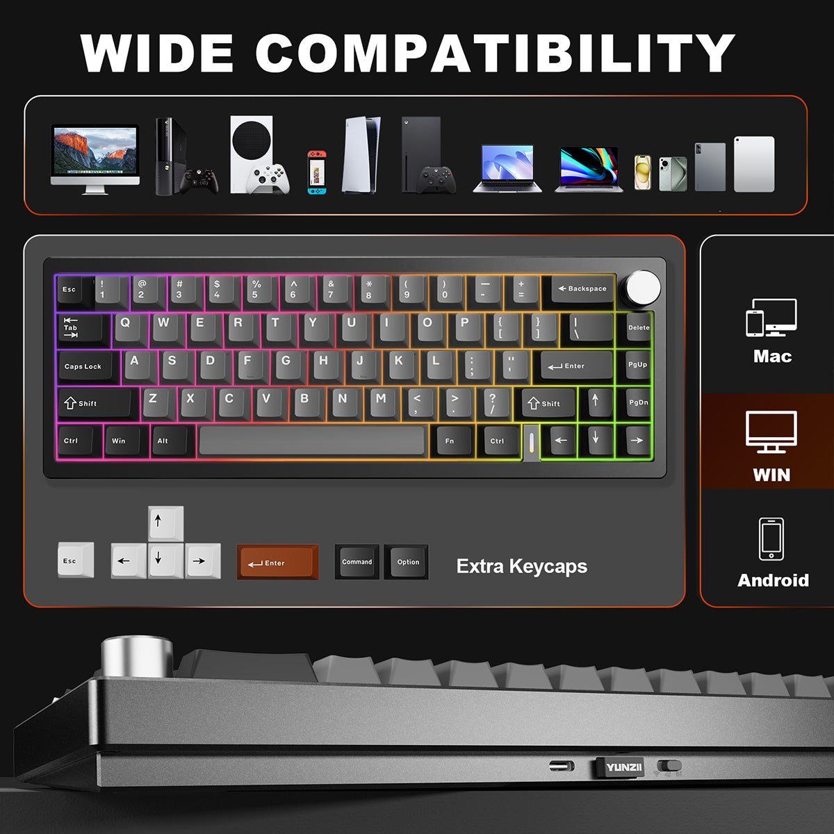 YUNZII AL68 QMK/VIA Tri-Mode Hot-Swap Wireless Mechanical Keyboard