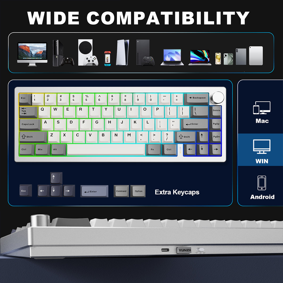 YUNZII AL68 QMK/VIA Tri-Mode Hot-Swap Wireless Mechanical Keyboard