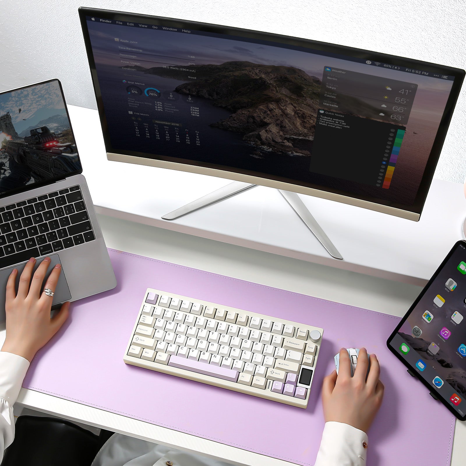 YUNZII AL80 QMK Aluminum Wireless Mechanical Keyboard with LCD Screen