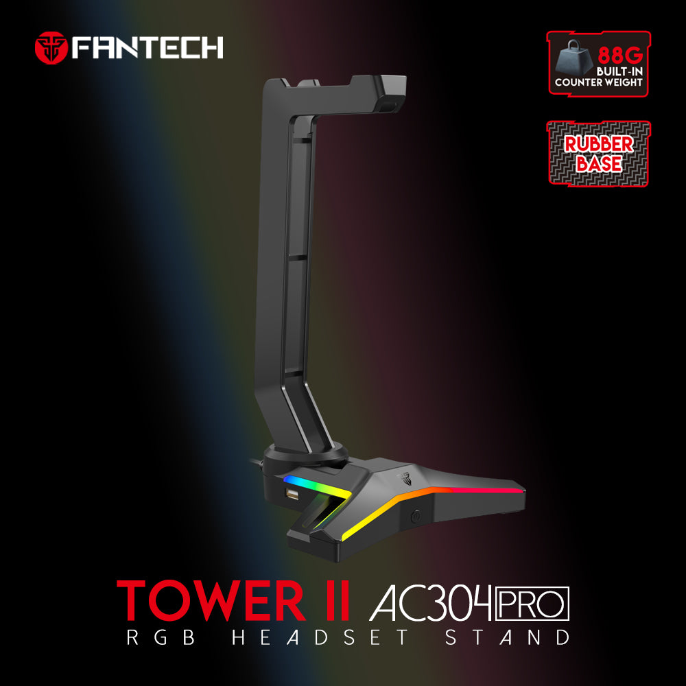 Fantech AC304 Pro RGB Headset Stand with USB Port (Black)